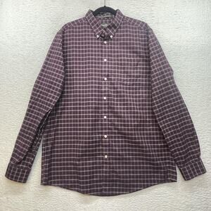 Eddie Bauer Shirt Mens Tall XL Plaid Wrinkle Resistant Relaxed Fit Button Down